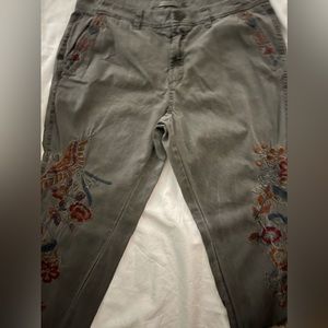 Johnny Was “Love Johnny Was” Twill Pants w/Embroidery